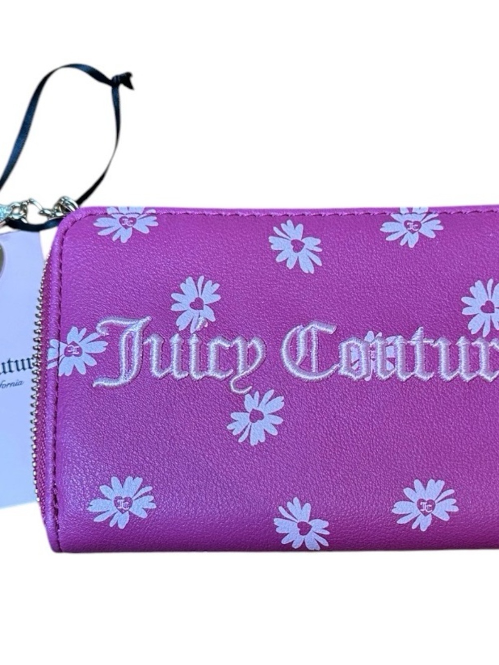 NWT Juicy Couture Hot Pink Floral Zip Wallet